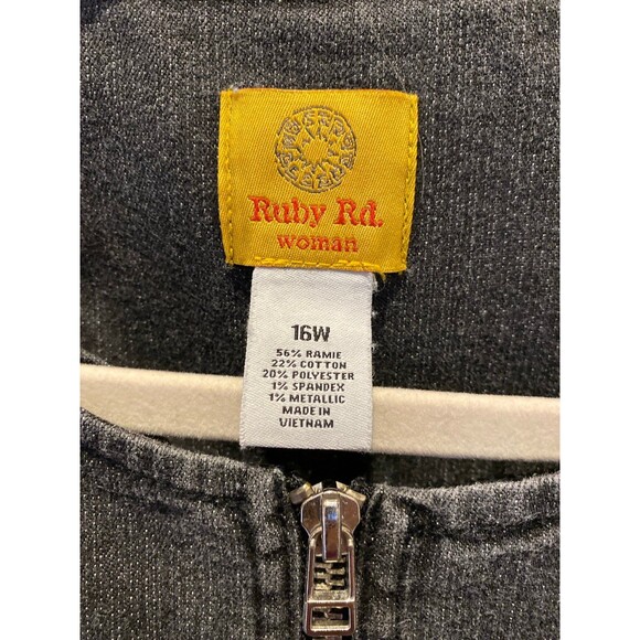 Ruby Rd Woman Studded Jacket Plus Size 16W Black Sparkly w/ Tiny Studs Zip Front - Picture 4 of 11